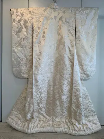 시로무쿠 사계절 풀꽃과 봉황 직조 부분 자수 순수 실크