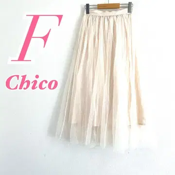 Chico 치코 플레어 스커트 아이보리 F 튤 허리밴딩 폴리