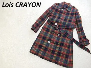 새상품급 Lois CRAYON 울 트렌치코트 빨간색 계열 멀티 컬러 M