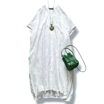 미즈이로 인드 셔츠 원피스 스키퍼 꽃무늬 화이트 루즈핏 F