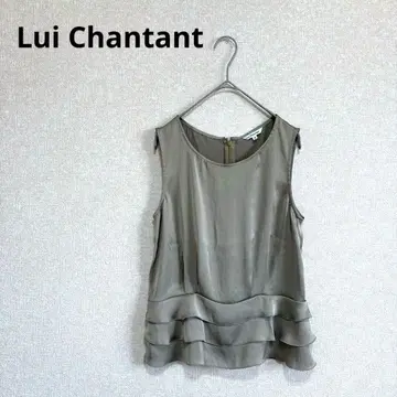 Lui Chantant 새틴 페플럼 블라우스 슬리브리스 카키 M