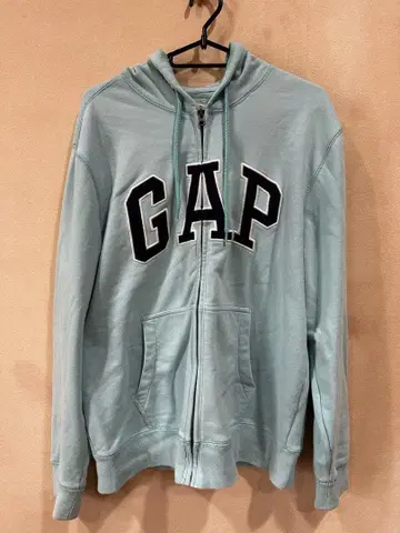 GAP 후드티 풀 집업 스카이블루 로고 자수 M 상당 심플