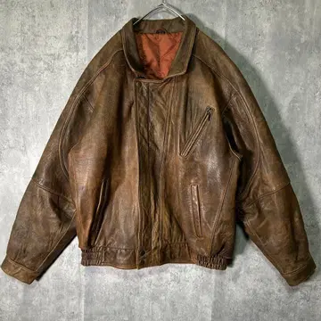 아주 멋진 빈티지 양가죽 램 가죽 자켓 브라운 충전솜 어깨 패드 없음