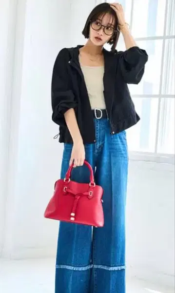 새상품 vis 백프릴 라이트 후드 블루종 블랙