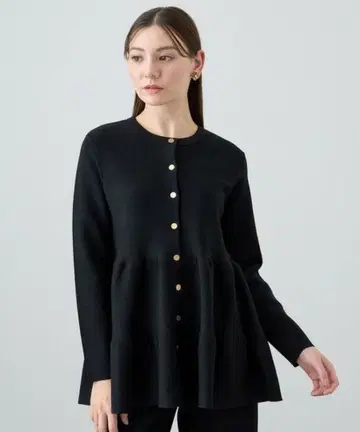 [ 새상품급 ] ANAYI 볼륨 미디엄 니트 가디건 골드 버튼 블랙