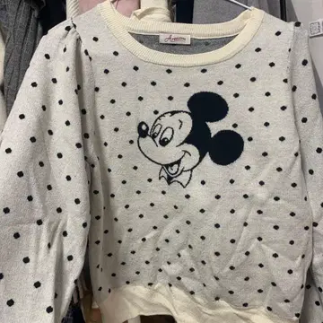 미키마우스 니트 도트 아이보리 모리걸 디즈니 도트