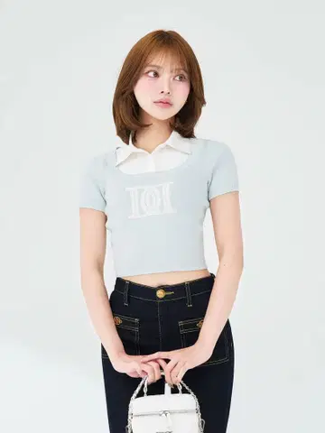 darich 새상품 DD 로고 레이어드 니트탑 색스 SAX