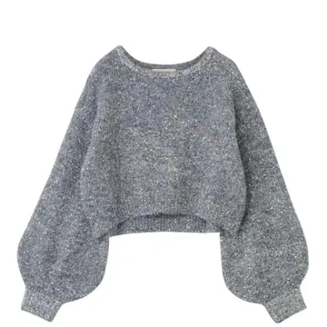 택 포함 새상품 코코딜 스팽글 퍼프 슬리브 니트 그레이 완판템 사진발