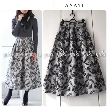 [택 포함 새상품] ANAYI 보타니컬 자카드 턱 스커트