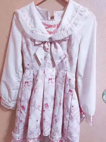 LIZLISA Sewing Bear 패턴 셋업 화이트