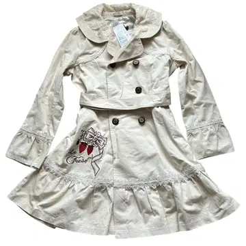 [레어] 엑시즈팜 딸기 리본 트렌치코트