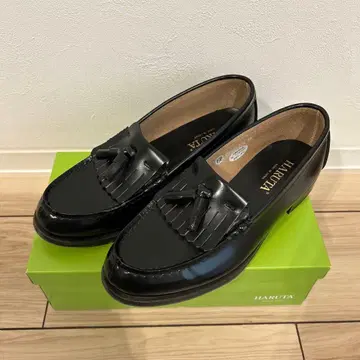 HARUTA 블랙 로퍼 프린지 장식 25E #313