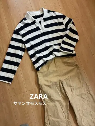 ZARA 보더 셔츠 & 사만사 모스모스 베이지 바지 세트