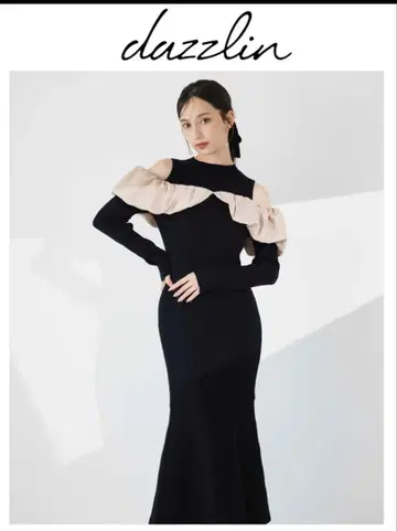 dazzlin 오프숄더 프릴 롱 원피스