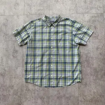 Patagonia 타탄 체크 셔츠 오가닉 코튼 반팔 구제 의류