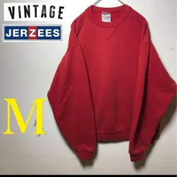 90's 저지 무지 맨투맨 트레이닝복 레드 남성용 M