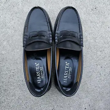 HARUTA 블랙 가죽 로퍼 26cm 3E