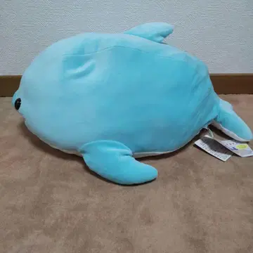 말랑말랑, 스카이블루 돌고래 모양 봉제 인형, 길이 50cm 미사용