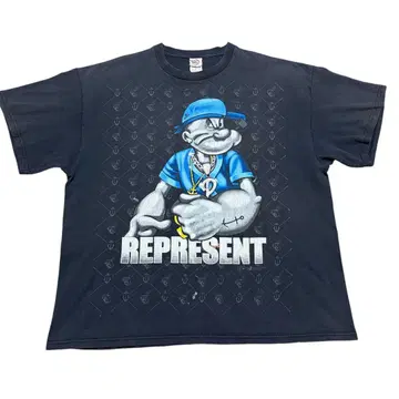 뽀빠이 그래픽 T 블랙 XL DELTA 00s