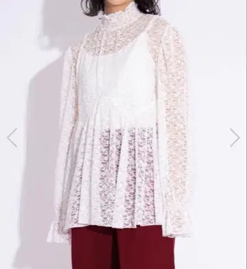 PUNYUS 레이스 플레어 튜닉 화이트 사이즈 4