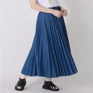 [ 미사용 택 포함 ] Ne-net 데님 플리츠 롱 스커트 면