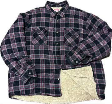 Wrangler 체크 무늬 플란넬 셔츠 보아 안감 빨간색 블랙