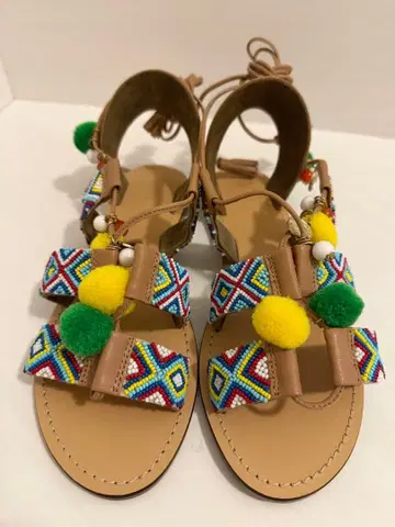 erima 샌들 사이즈 37 가죽 레이스업 비즈 인도산