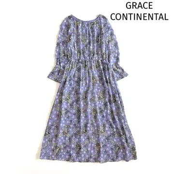 GRACE CONTINENTAL 플라워 도트 자수 원피스 퍼플 꽃무늬