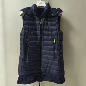 MONCLER 네이비 다운 베스트 후드 부착 0