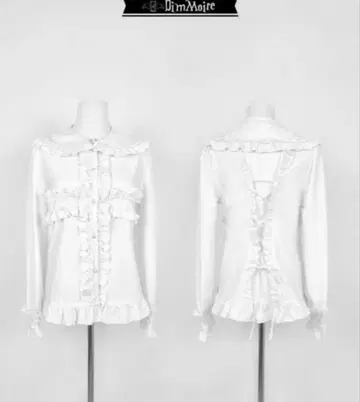 DimMoire 십자가 프릴 블라우스 White 디무모아르