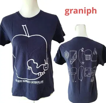 graniph 배고픈 애벌레 여성용 M 상당 그림책 모티브 티셔츠