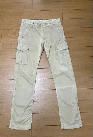 DENIME 카고 팬츠 밀리터리 팬츠 치노 팬츠 슬림 핏 베이지