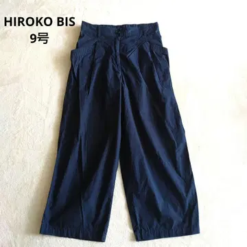 HIROKO BIS 코시노 히로코 스트레치 와이드 팬츠 네이비 9호