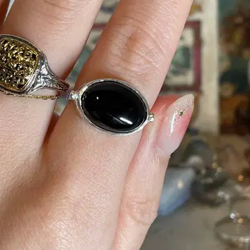핸드메이드 실버950 실버 반지 블랙 스피넬