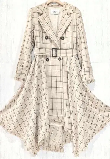 eimy istoire 트렌치코트 체크 불규칙 밑단 베이지