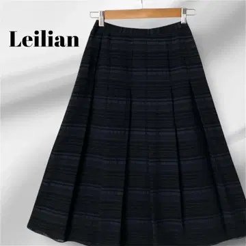 Leilian 레리안 플레어 스커트 비침 보더 무늬 블랙 고급