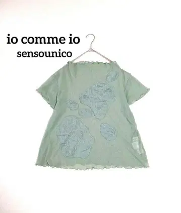 이오콤이오 센소유니코 시어 탑 린넨 혼방 자수 패치 봄 여름