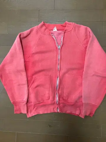 50s60s 풀 집업 스웨트 셔츠 세퍼레이트 포켓 페이드 빨간색