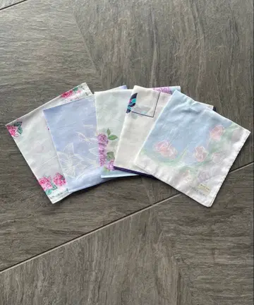 [ 새상품 ] HANAE MORI 꽃무늬 손수건 5장 세트 묶음 판매