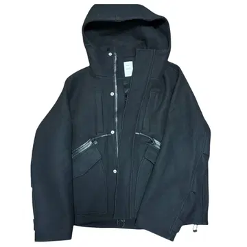 Name. 블랙 아우터 남성용 O 울 캐시미어 큐프라 후드 부착