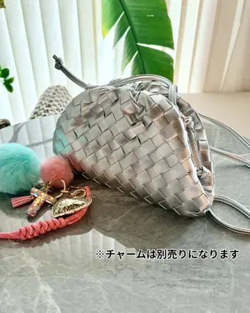 천연 가죽 뜨개질 클러치백 숄더백 사선 가케 대용량 실버