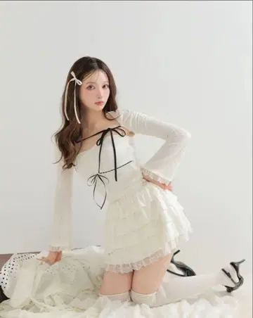 벨소매 리본 베어탑 세트