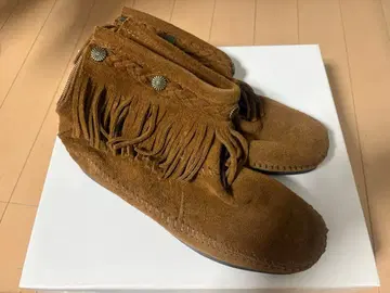 미네통카 브라운 프린지 장식 웨스턴 부츠