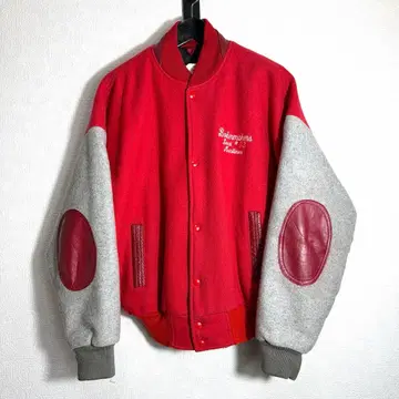 최고급 80s 바시티 자켓 캐나다제 엘보우 패치 그레이 레드