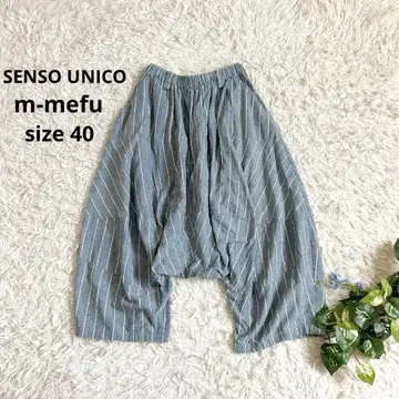 센소유니코 m-mefu 사루엘 팬츠 스트라이프 패치워크 린넨풍