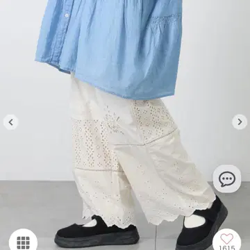 Samansa Mos2 레이스 패치워크 팬츠 아이보리