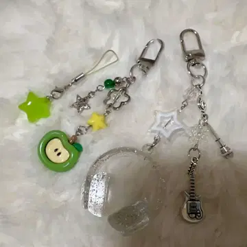 청사과 그린 계열 키링 세트 헤드폰 사과 스타