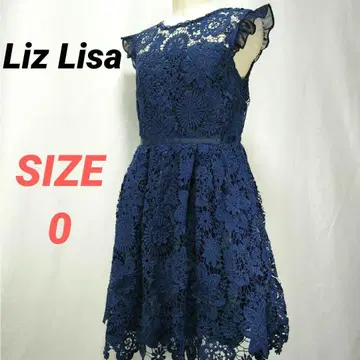 LIZ LISA 리즈리사 레이스 원피스 케미컬 레이스 꽃무늬 자수 파랑