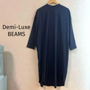 Demi-Luxe BEAMS *세탁 가능한 원피스 밴드 카라 루즈핏