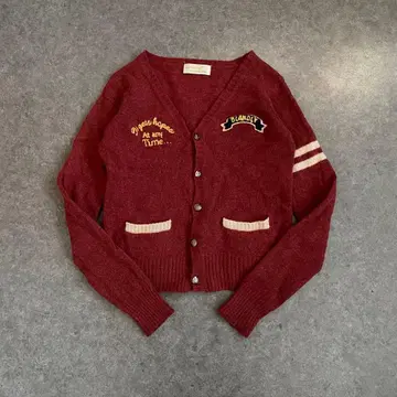 빈티지 와펜 니트 가디건 자수 로고 레트로